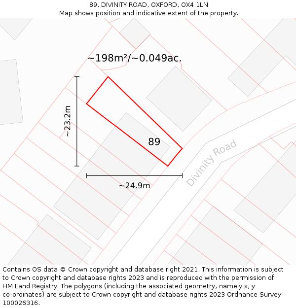 89, DIVINITY ROAD, OXFORD, OX4 1LN: Plot and title map