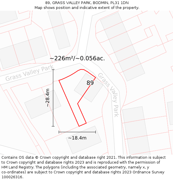 89, GRASS VALLEY PARK, BODMIN, PL31 1DN: Plot and title map
