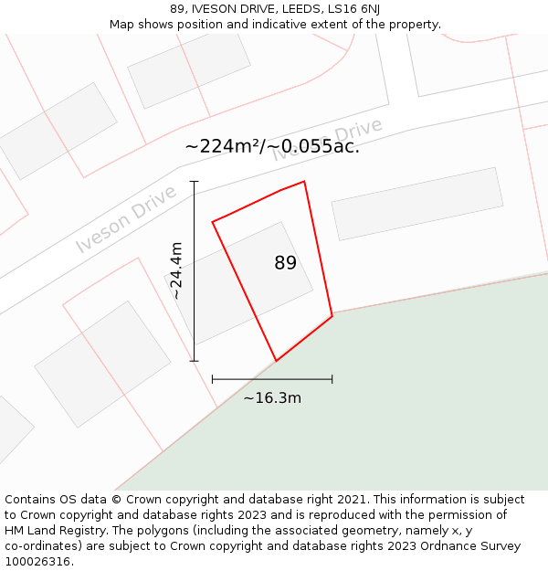 89, IVESON DRIVE, LEEDS, LS16 6NJ: Plot and title map