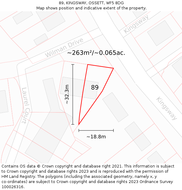 89, KINGSWAY, OSSETT, WF5 8DG: Plot and title map