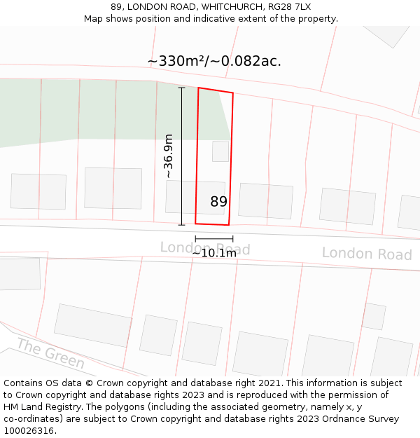 89, LONDON ROAD, WHITCHURCH, RG28 7LX: Plot and title map