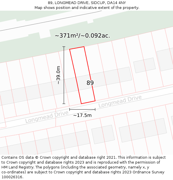89, LONGMEAD DRIVE, SIDCUP, DA14 4NY: Plot and title map