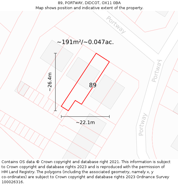 89, PORTWAY, DIDCOT, OX11 0BA: Plot and title map
