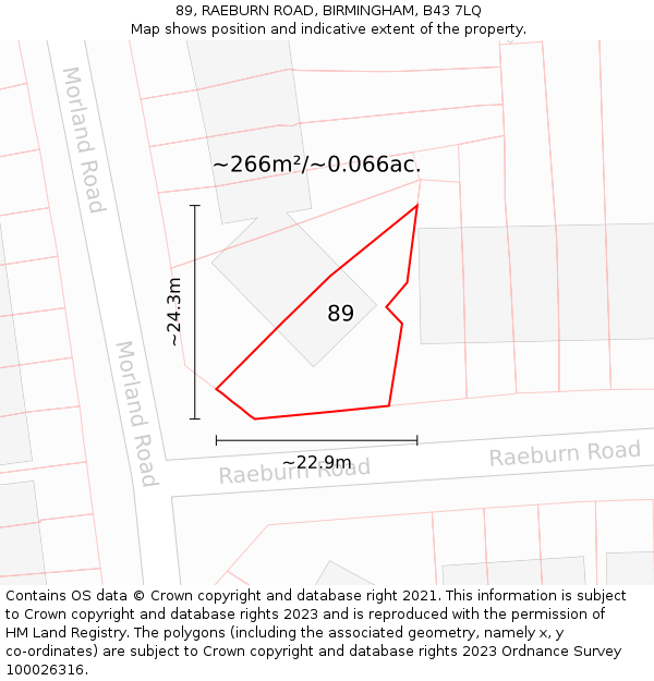 89, RAEBURN ROAD, BIRMINGHAM, B43 7LQ: Plot and title map