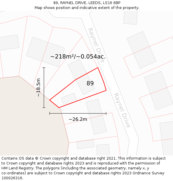 89, RAYNEL DRIVE, LEEDS, LS16 6BP: Plot and title map