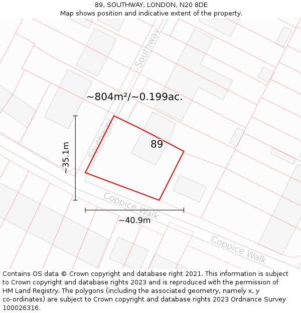 89, SOUTHWAY, LONDON, N20 8DE: Plot and title map