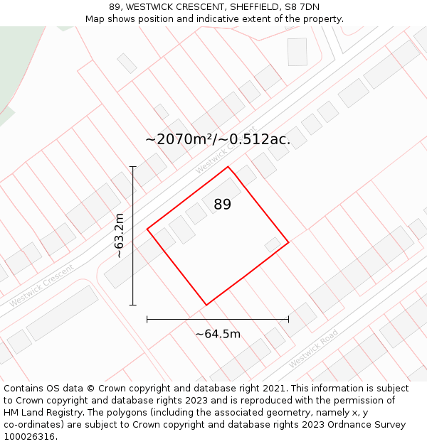 89, WESTWICK CRESCENT, SHEFFIELD, S8 7DN: Plot and title map