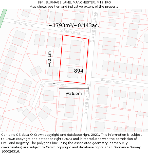 894, BURNAGE LANE, MANCHESTER, M19 1RG: Plot and title map