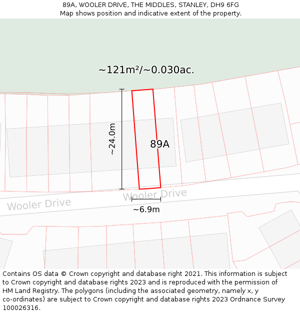 89A, WOOLER DRIVE, THE MIDDLES, STANLEY, DH9 6FG: Plot and title map