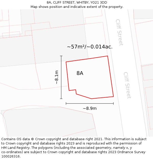 8A, CLIFF STREET, WHITBY, YO21 3DD: Plot and title map