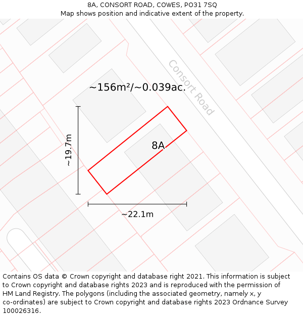 8A, CONSORT ROAD, COWES, PO31 7SQ: Plot and title map