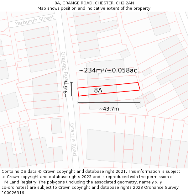 8A, GRANGE ROAD, CHESTER, CH2 2AN: Plot and title map