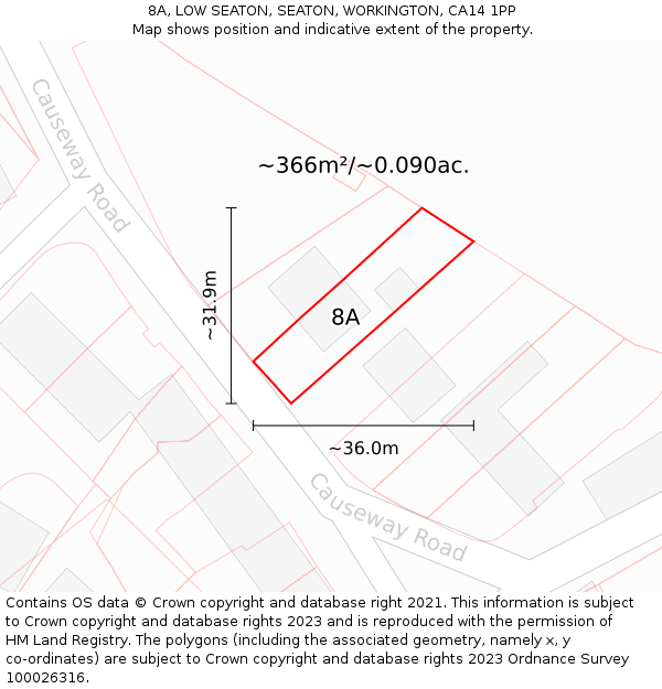 8A, LOW SEATON, SEATON, WORKINGTON, CA14 1PP: Plot and title map