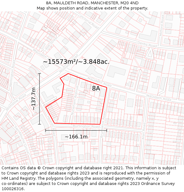 8A, MAULDETH ROAD, MANCHESTER, M20 4ND: Plot and title map