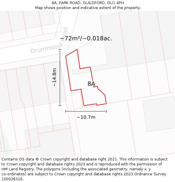 8A, PARK ROAD, GUILDFORD, GU1 4PH: Plot and title map