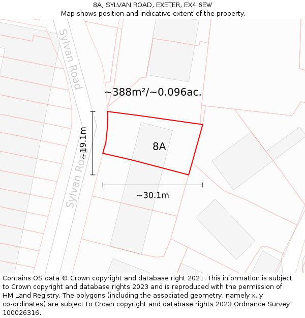 8A, SYLVAN ROAD, EXETER, EX4 6EW: Plot and title map
