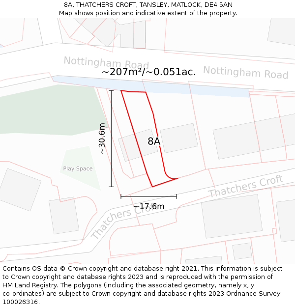 8A, THATCHERS CROFT, TANSLEY, MATLOCK, DE4 5AN: Plot and title map