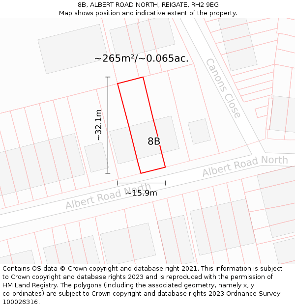 8B, ALBERT ROAD NORTH, REIGATE, RH2 9EG: Plot and title map