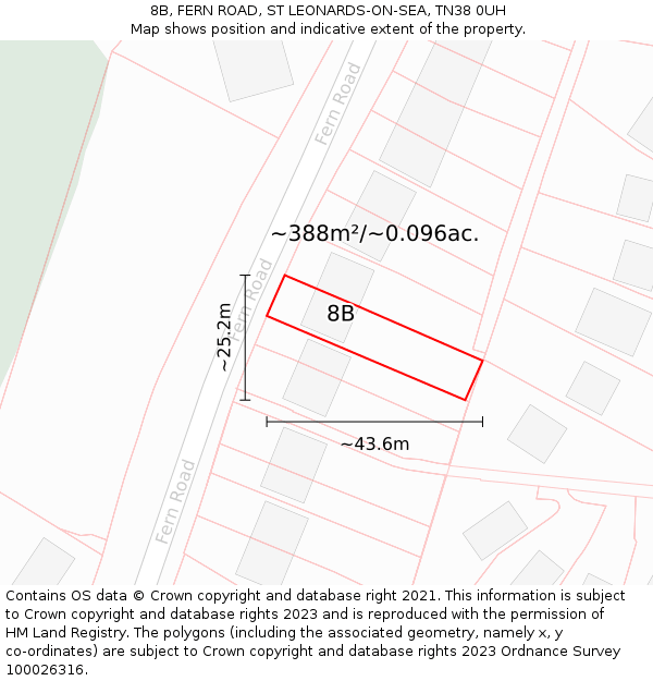 8B, FERN ROAD, ST LEONARDS-ON-SEA, TN38 0UH: Plot and title map