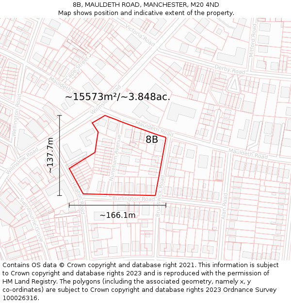 8B, MAULDETH ROAD, MANCHESTER, M20 4ND: Plot and title map