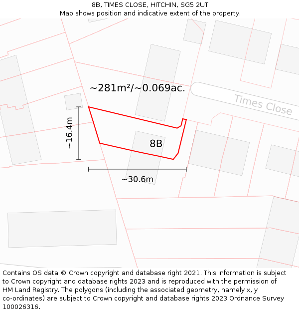 8B, TIMES CLOSE, HITCHIN, SG5 2UT: Plot and title map