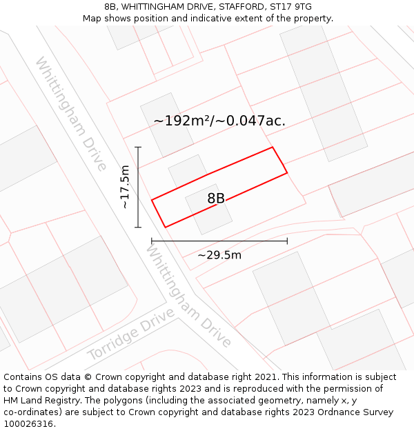 8B, WHITTINGHAM DRIVE, STAFFORD, ST17 9TG: Plot and title map