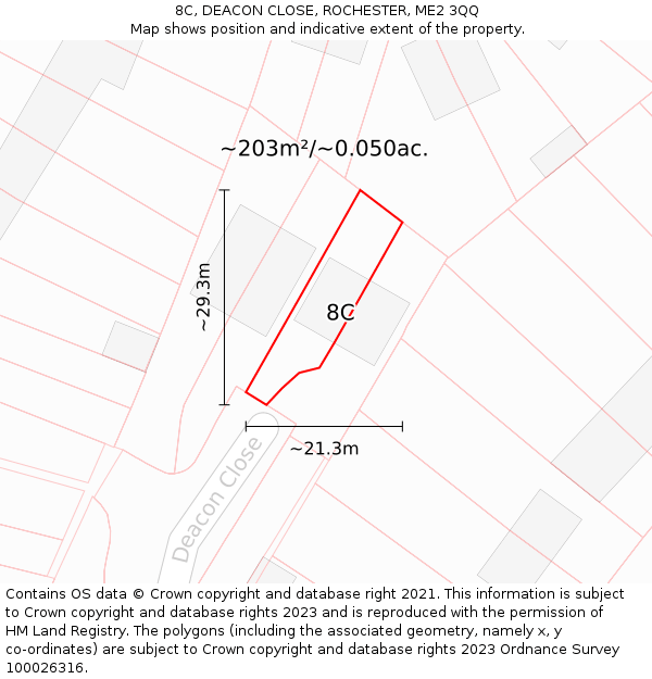 8C, DEACON CLOSE, ROCHESTER, ME2 3QQ: Plot and title map