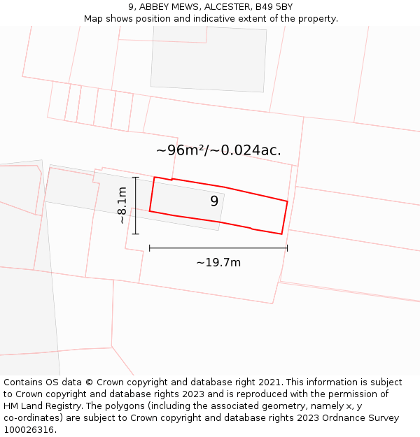 9, ABBEY MEWS, ALCESTER, B49 5BY: Plot and title map