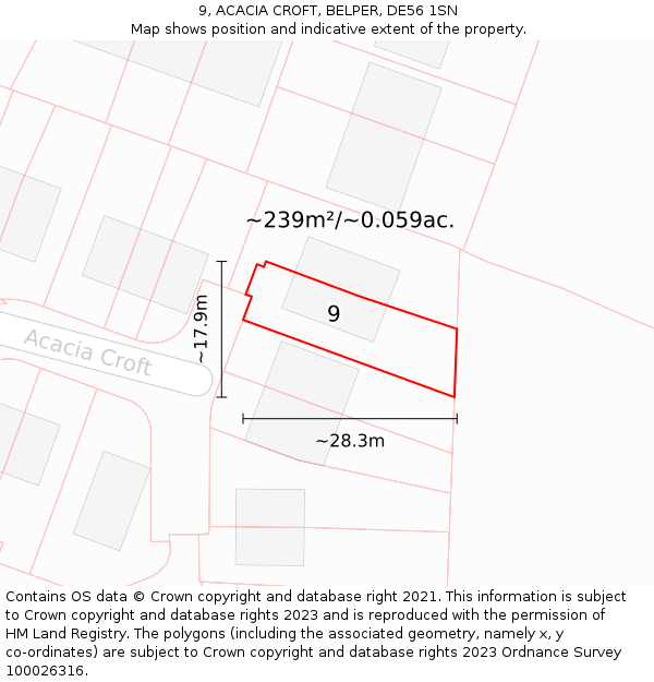 9, ACACIA CROFT, BELPER, DE56 1SN: Plot and title map