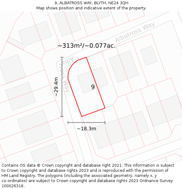 9, ALBATROSS WAY, BLYTH, NE24 3QH: Plot and title map