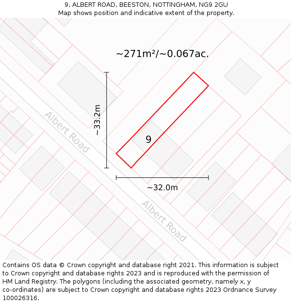 9, ALBERT ROAD, BEESTON, NOTTINGHAM, NG9 2GU: Plot and title map