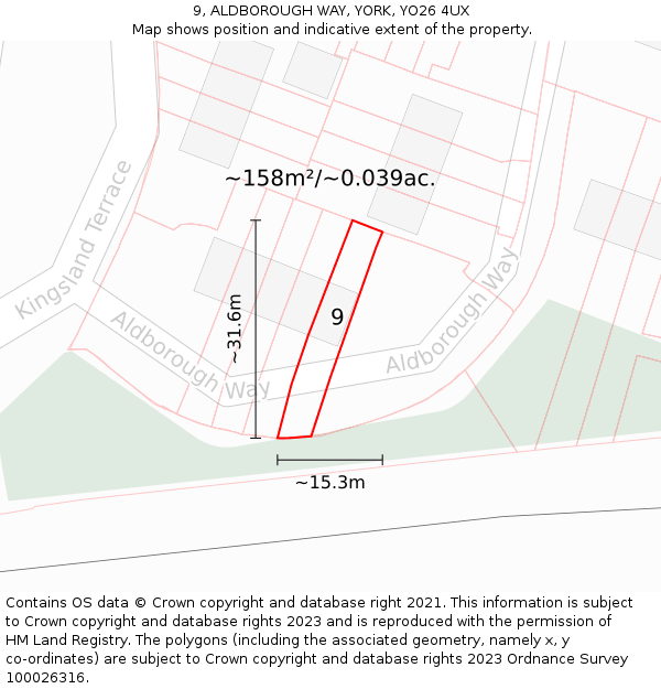 9, ALDBOROUGH WAY, YORK, YO26 4UX: Plot and title map