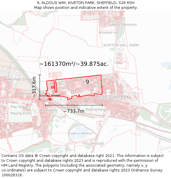 9, ALDOUS WAY, KIVETON PARK, SHEFFIELD, S26 6SH: Plot and title map