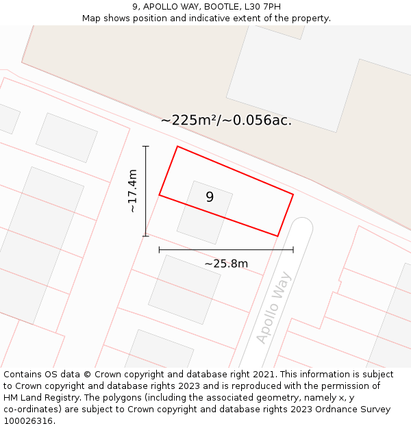9, APOLLO WAY, BOOTLE, L30 7PH: Plot and title map