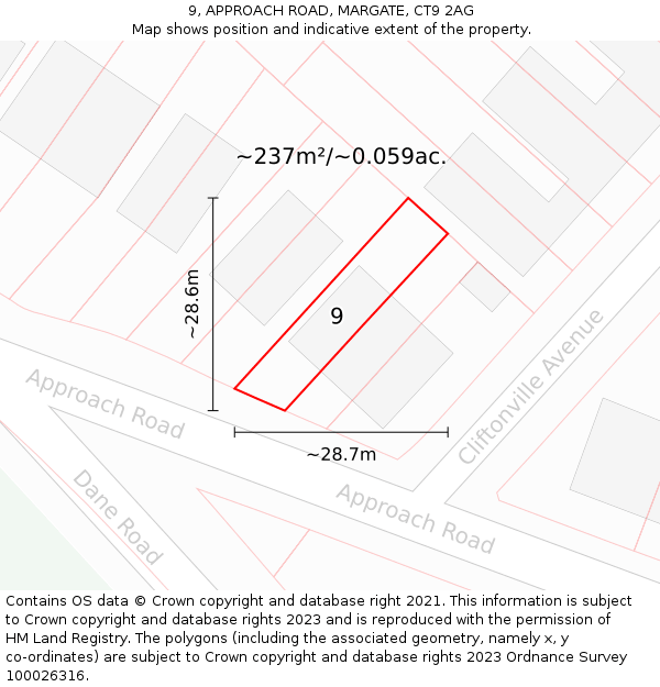 9, APPROACH ROAD, MARGATE, CT9 2AG: Plot and title map