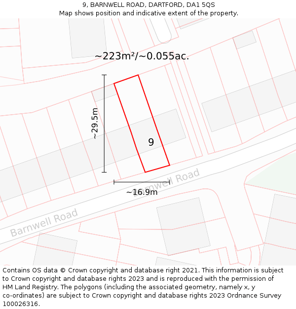 9, BARNWELL ROAD, DARTFORD, DA1 5QS: Plot and title map