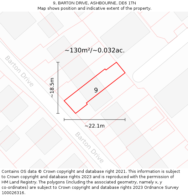 9, BARTON DRIVE, ASHBOURNE, DE6 1TN: Plot and title map