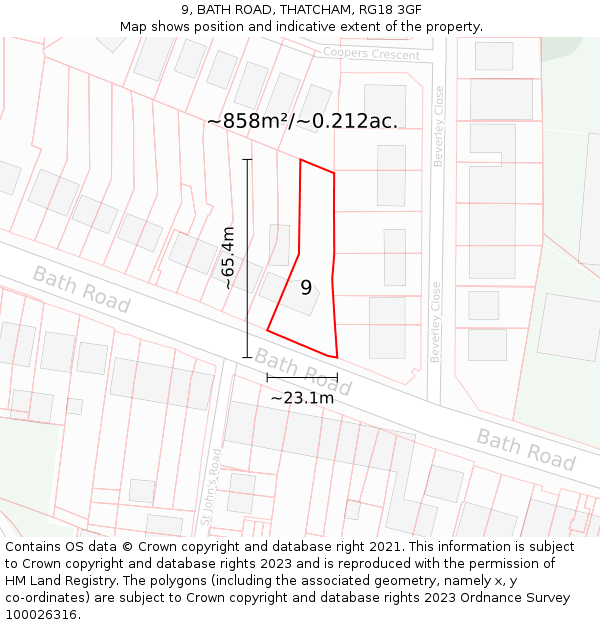 9, BATH ROAD, THATCHAM, RG18 3GF: Plot and title map