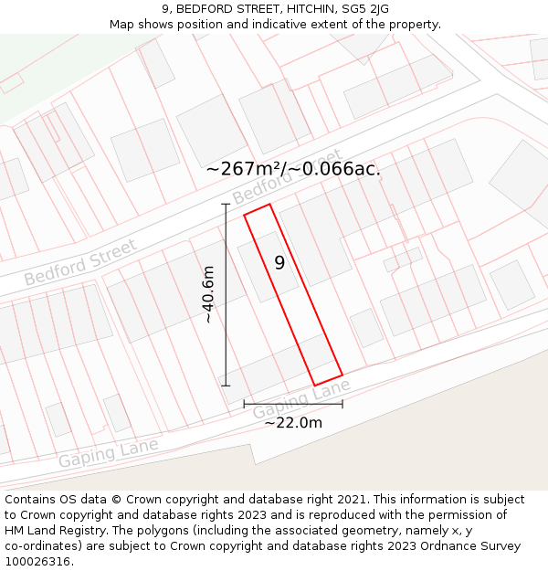 9, BEDFORD STREET, HITCHIN, SG5 2JG: Plot and title map