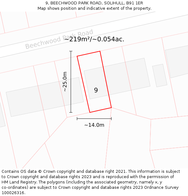 9, BEECHWOOD PARK ROAD, SOLIHULL, B91 1ER: Plot and title map
