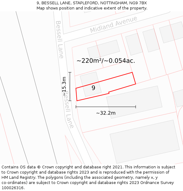 9, BESSELL LANE, STAPLEFORD, NOTTINGHAM, NG9 7BX: Plot and title map