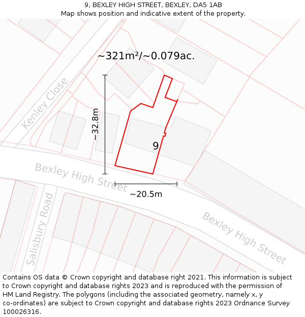 9, BEXLEY HIGH STREET, BEXLEY, DA5 1AB: Plot and title map