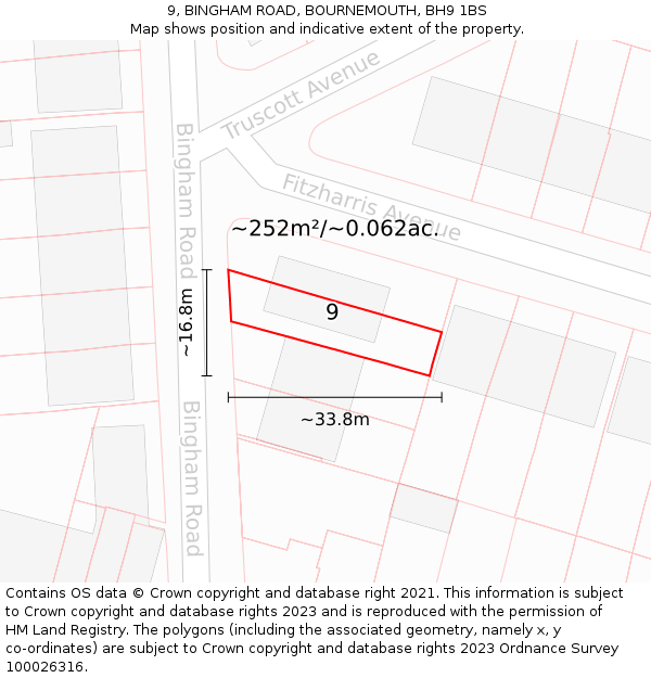 9, BINGHAM ROAD, BOURNEMOUTH, BH9 1BS: Plot and title map