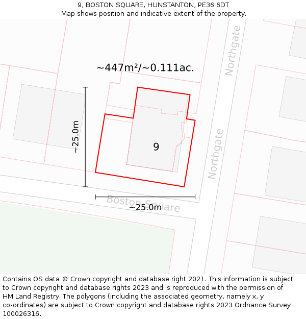 9, BOSTON SQUARE, HUNSTANTON, PE36 6DT: Plot and title map