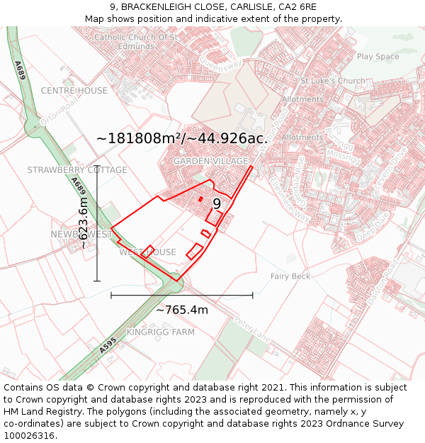9, BRACKENLEIGH CLOSE, CARLISLE, CA2 6RE: Plot and title map