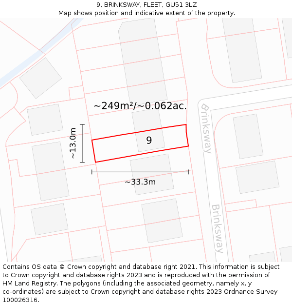 9, BRINKSWAY, FLEET, GU51 3LZ: Plot and title map