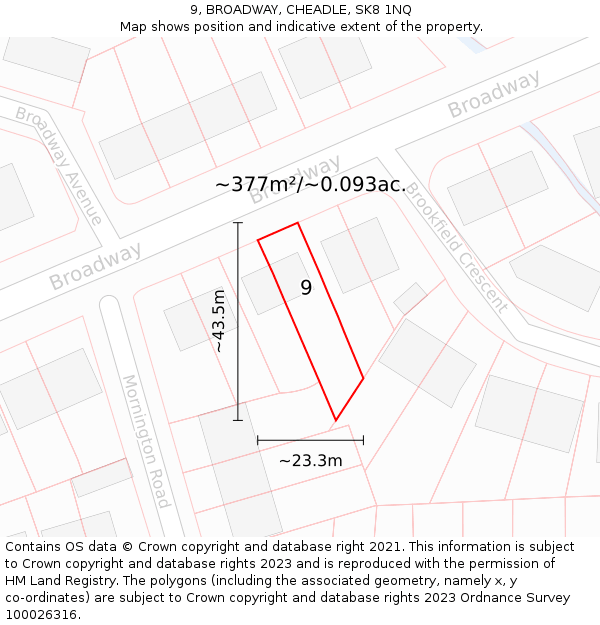 9, BROADWAY, CHEADLE, SK8 1NQ: Plot and title map