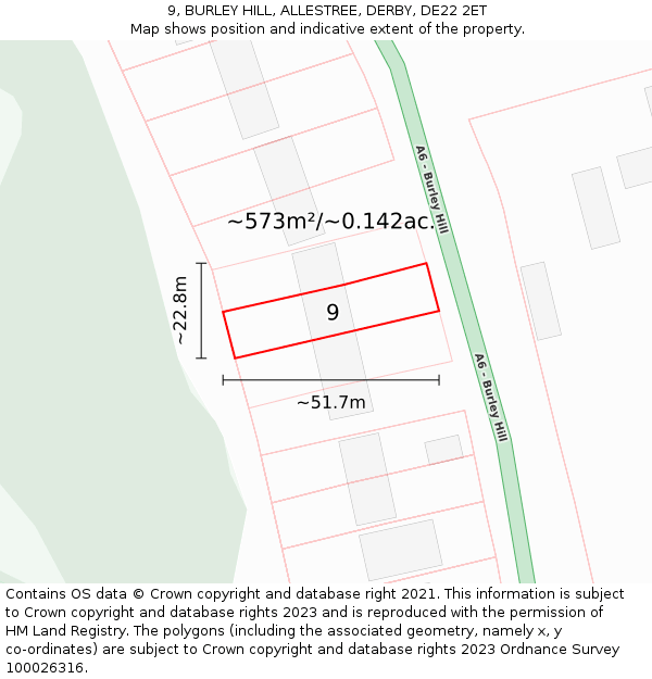 9, BURLEY HILL, ALLESTREE, DERBY, DE22 2ET: Plot and title map