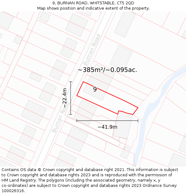 9, BURNAN ROAD, WHITSTABLE, CT5 2QD: Plot and title map