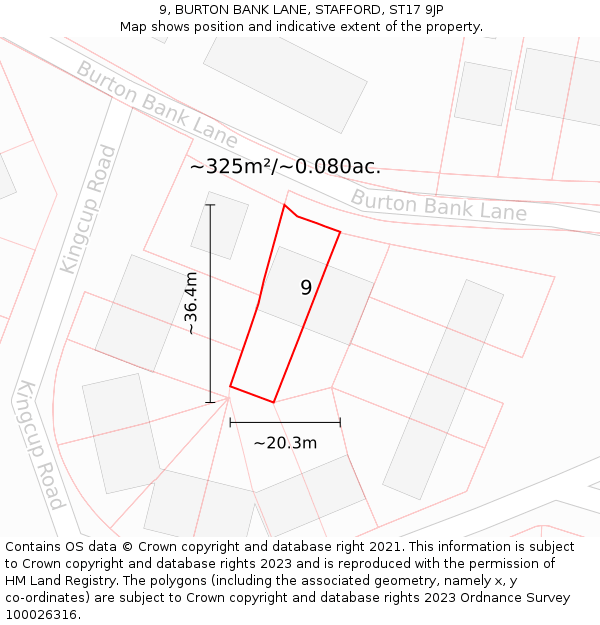 9, BURTON BANK LANE, STAFFORD, ST17 9JP: Plot and title map